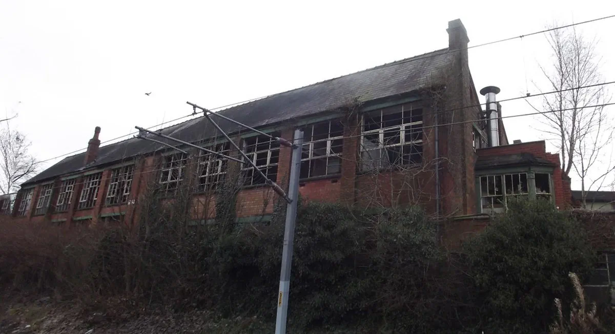 Redditch Station - derelict warehouse - old Abel Morrall boxing section - panoramic