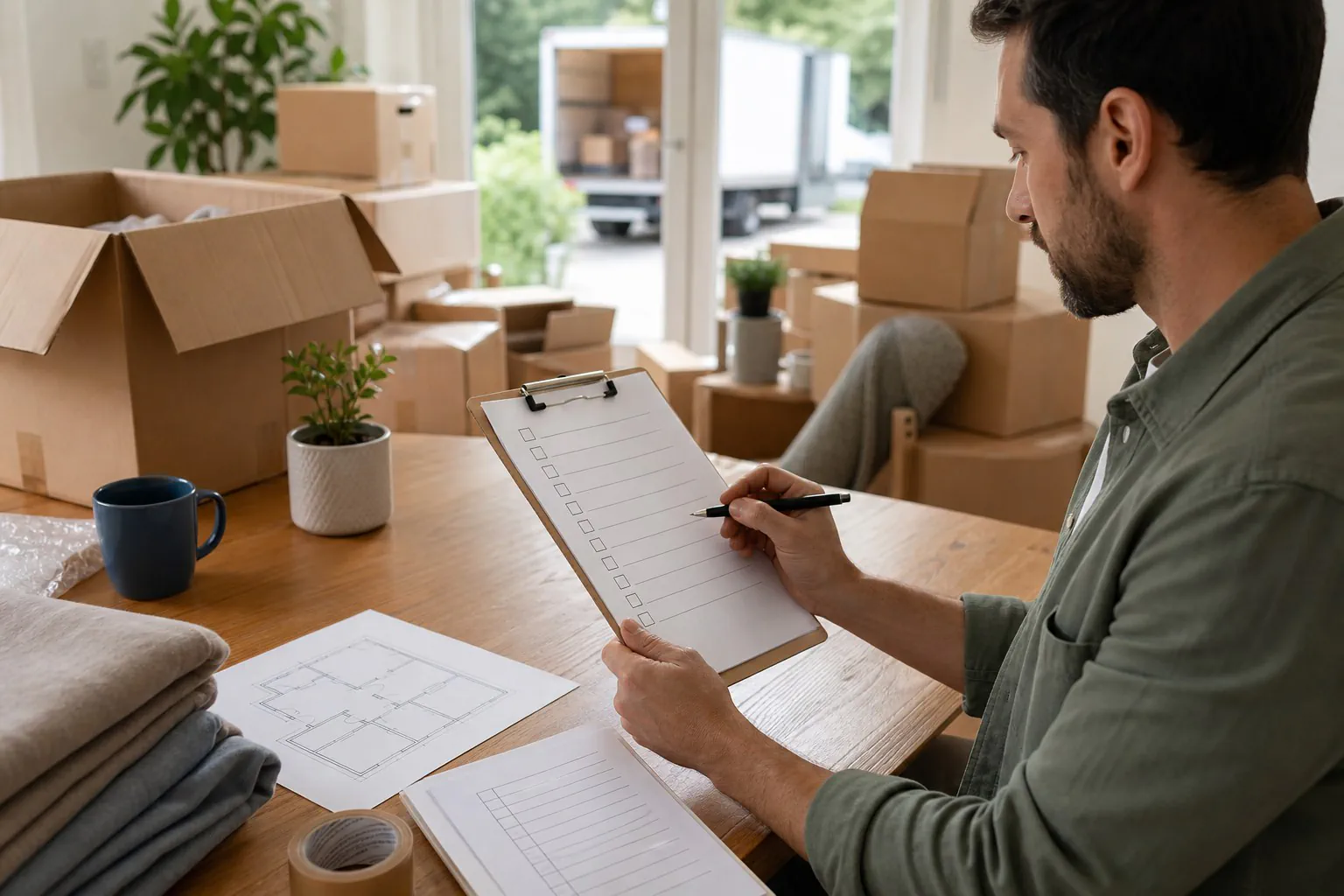 Editorial illustration for What should be on a complete moving checklist from the first week of planning through move-in day?