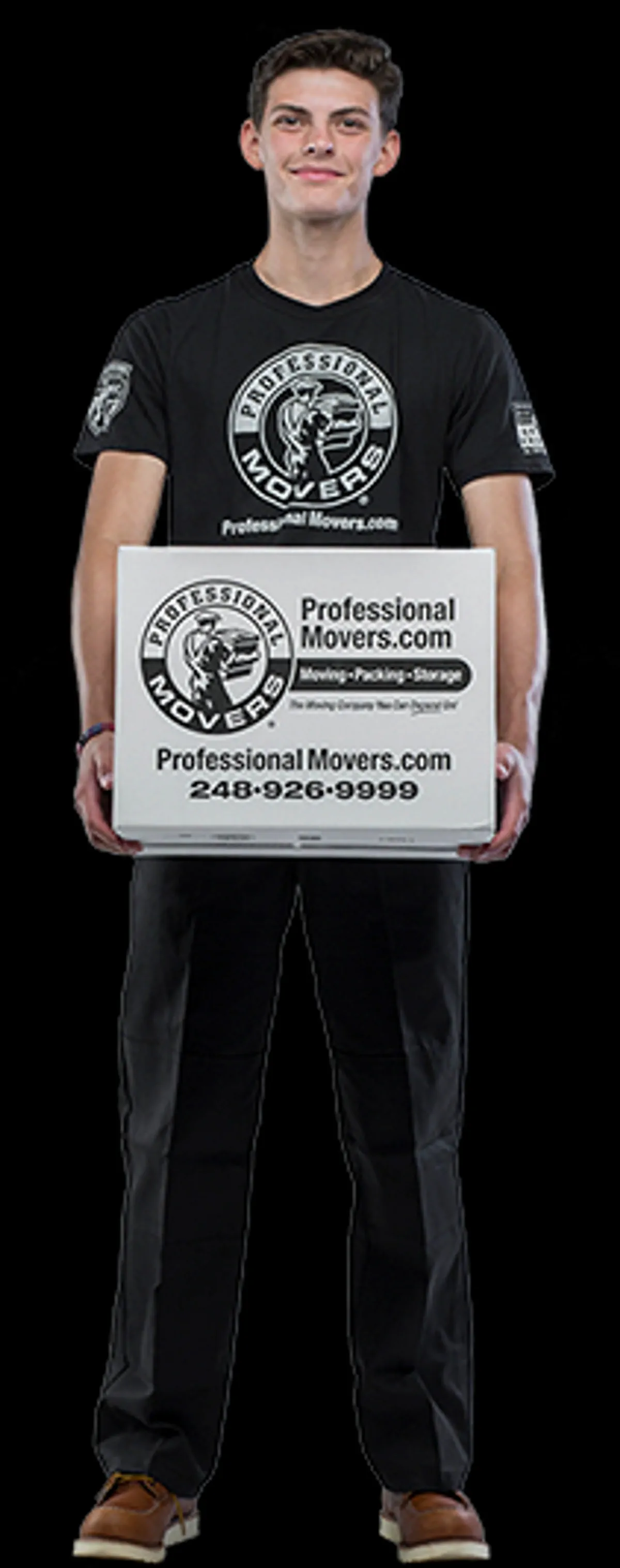 Professional movers handling household belongings for transport.
