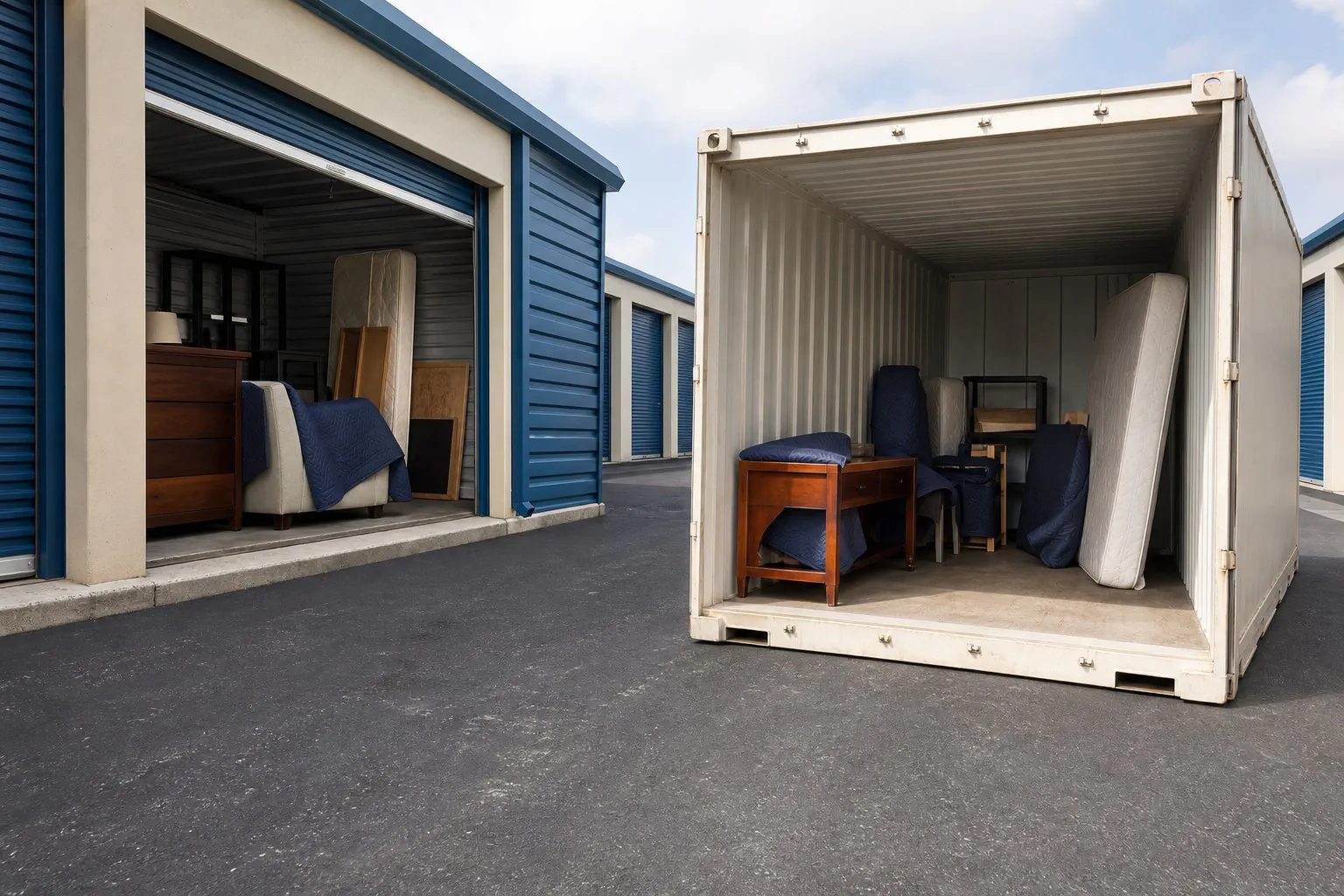 Editorial illustration for How do self-storage units compare to moving containers for storing my belongings during a move?