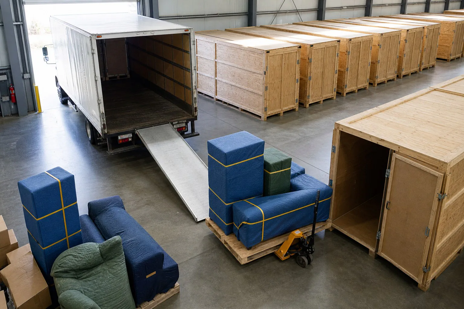 Editorial illustration for Can my moving company also store my stuff, and how does that storage-in-transit service work?